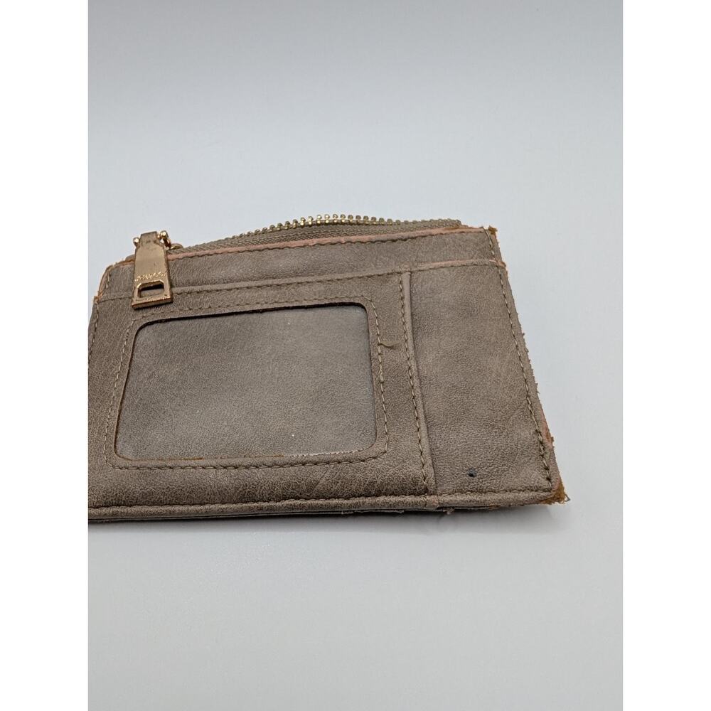JEN & CO Women's Gray Leather Zip-Around Wallet 5in Card Slots